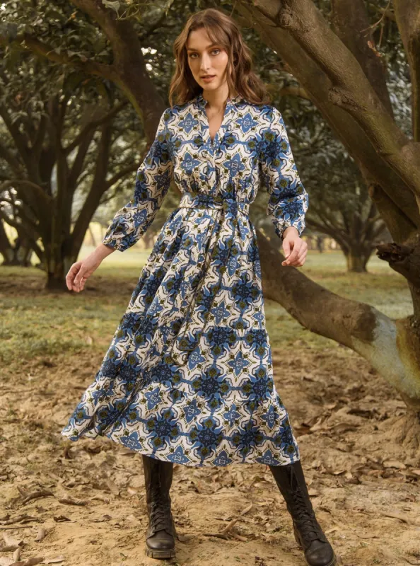 Valerie Dress in Wildflower Blue sold by Beau & Ro