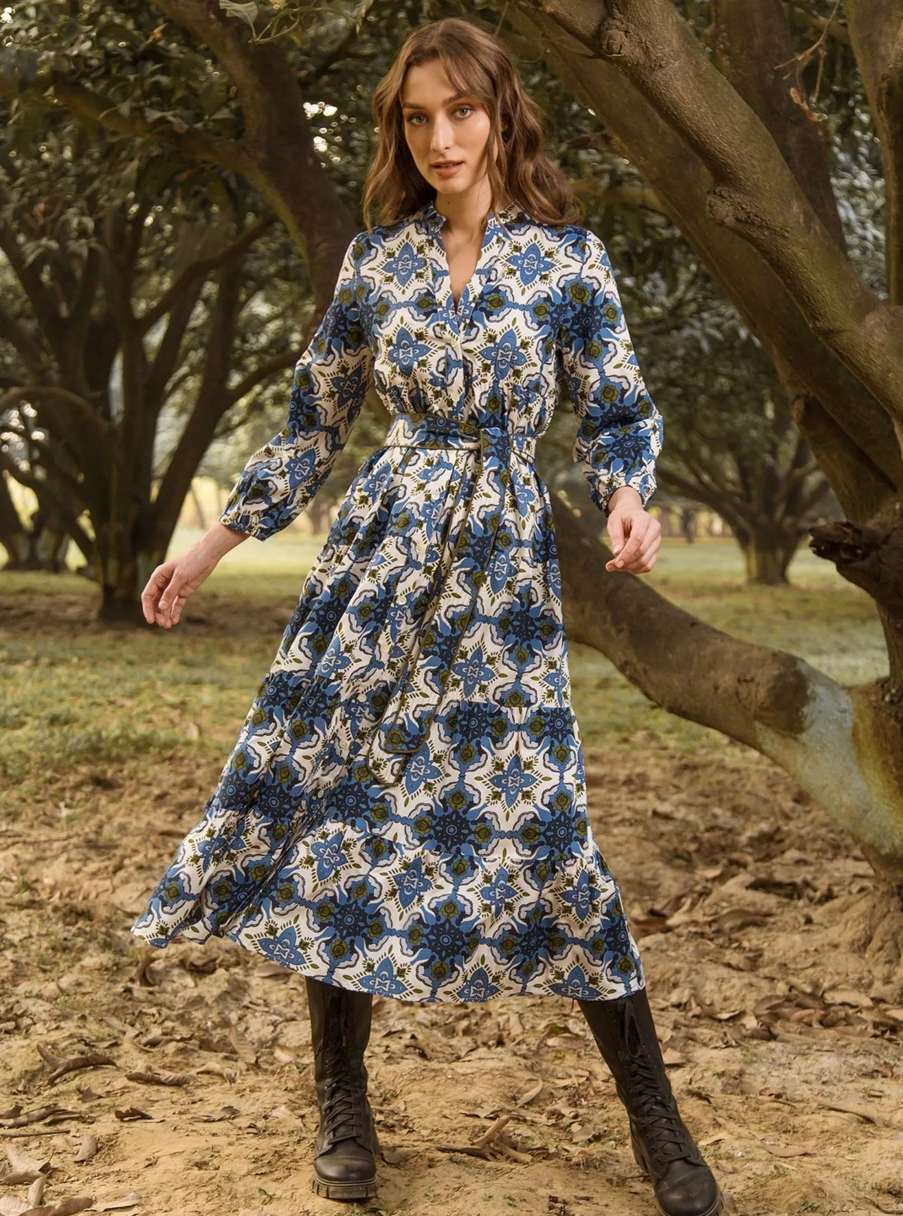 Valerie Dress in Wildflower Blue sold by Beau & Ro
