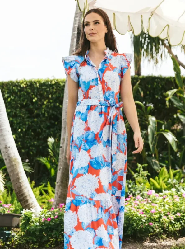 Taylor Dress in Americana Hydrangea sold by Beau & Ro