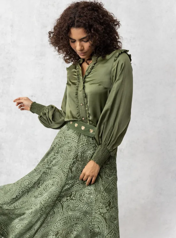 Agnes Top in Olive sold by Beau & Ro