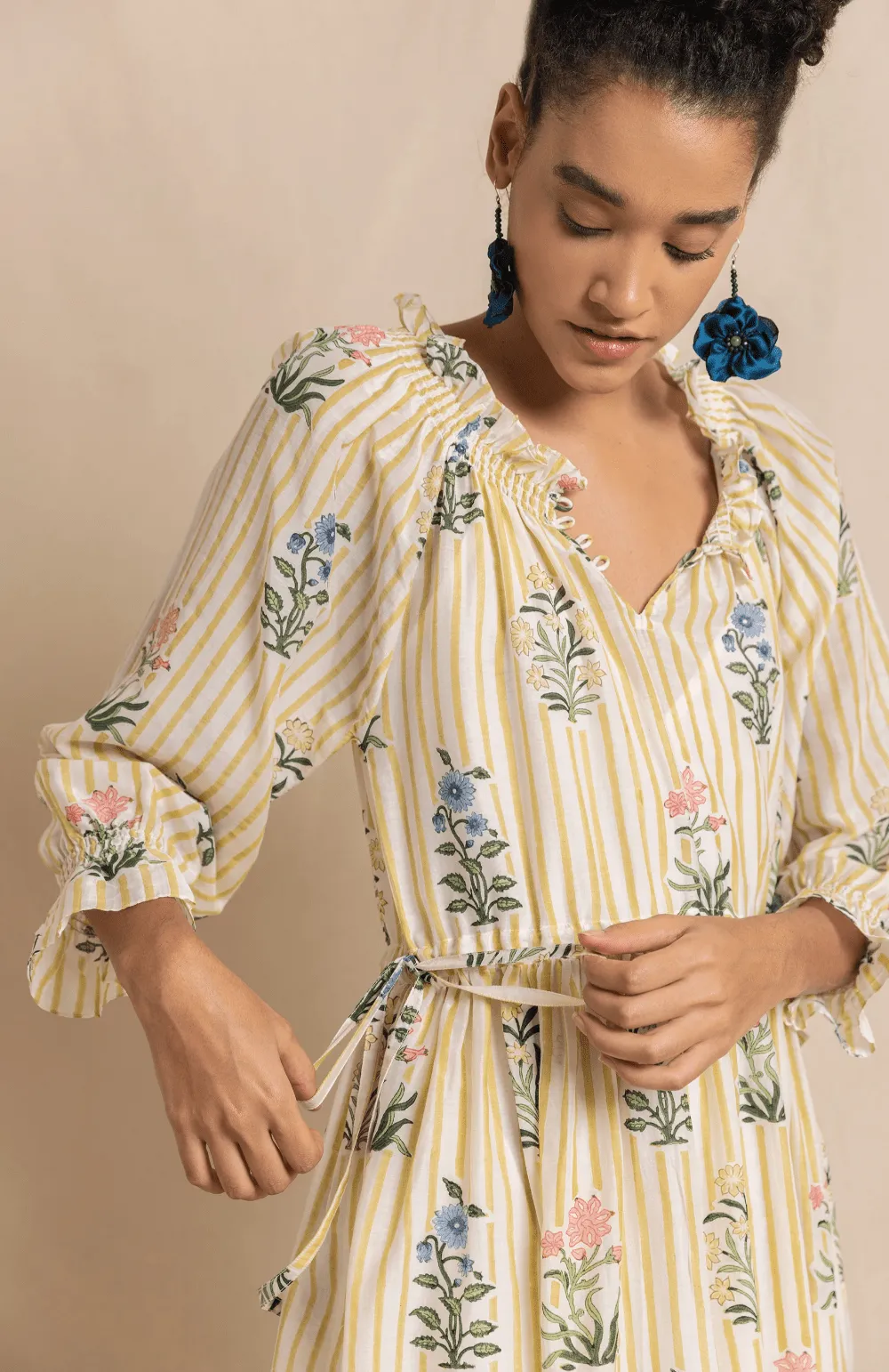 Travelling Dress in Yellow Jodhpur Stripe sold by Beau & Ro product image thumbnail 3