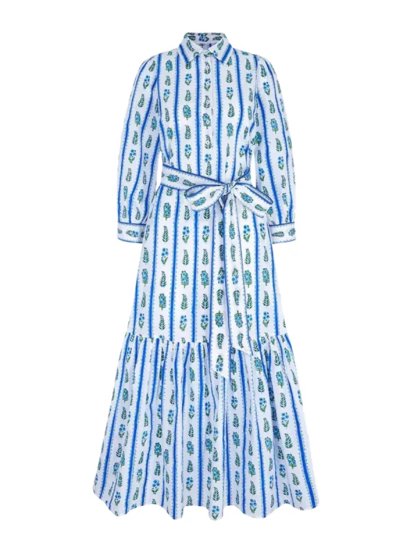 Margot Dress in Indigo Buta Border sold by Beau & Ro