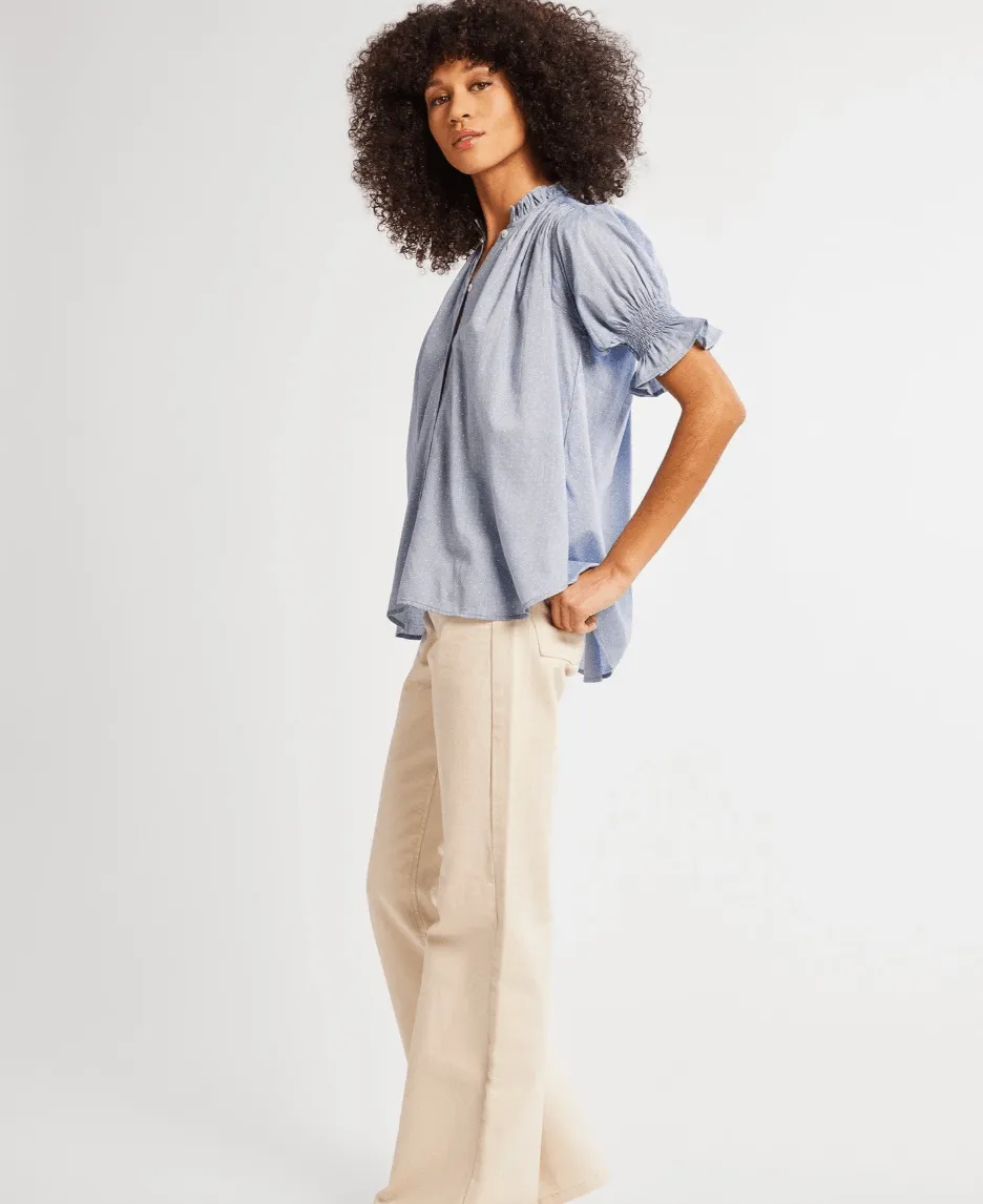Marnie Top in Chambray Polka Dot sold by Beau & Ro product image thumbnail 5