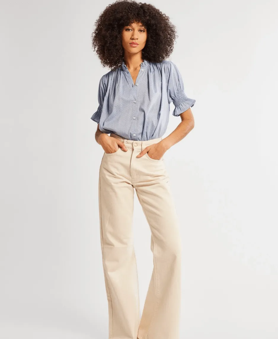 Marnie Top in Chambray Polka Dot sold by Beau & Ro product image thumbnail 4