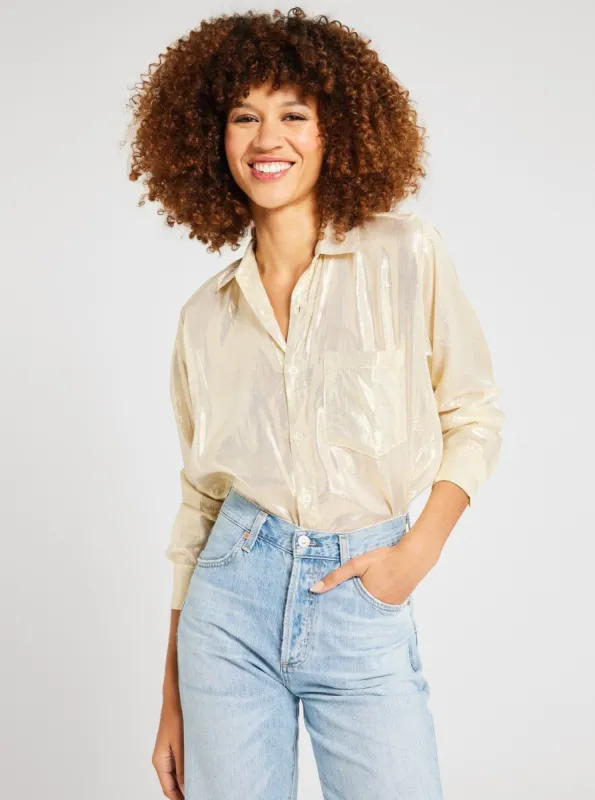 Sofia Top in Gold Lamé sold by Beau & Ro