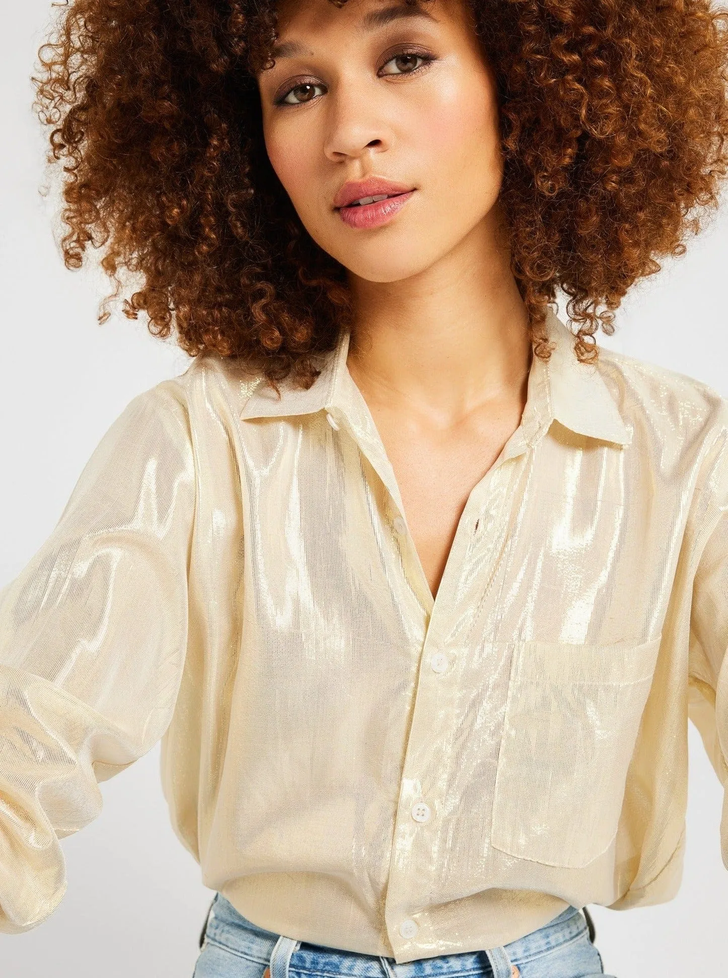 Sofia Top in Gold Lamé sold by Beau & Ro product image thumbnail 2