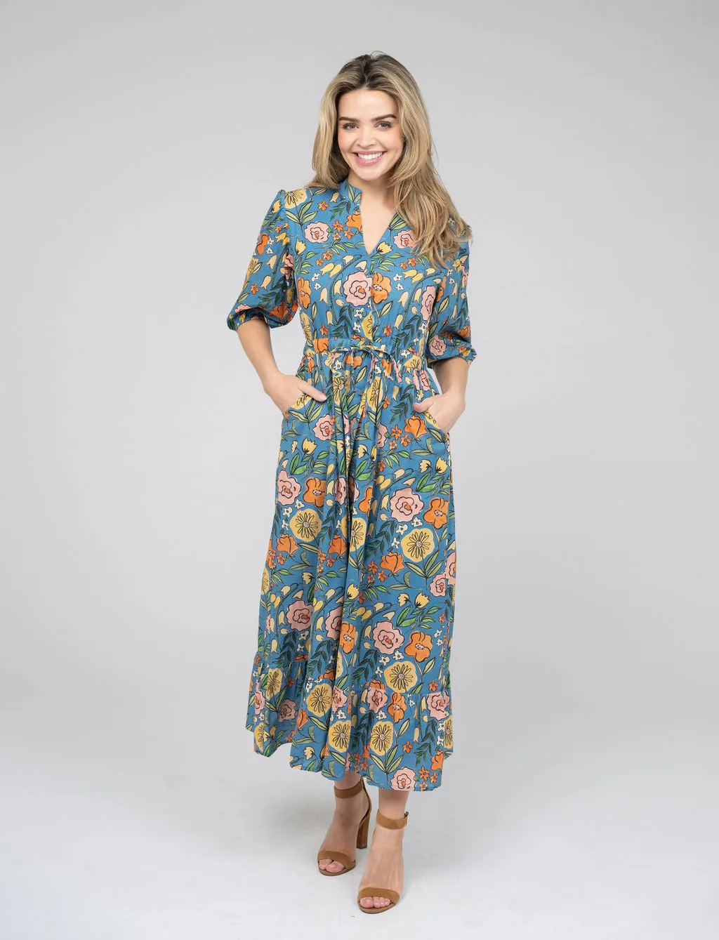 The Lily Midi Dress | Blue Fall Garden sold by Beau & Ro