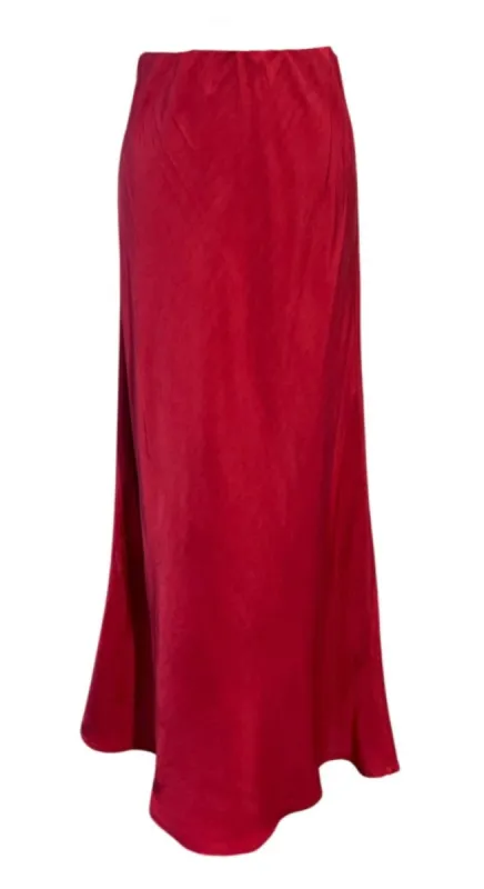 Viscose Satin Midi Skirt in Berry sold by Beau & Ro
