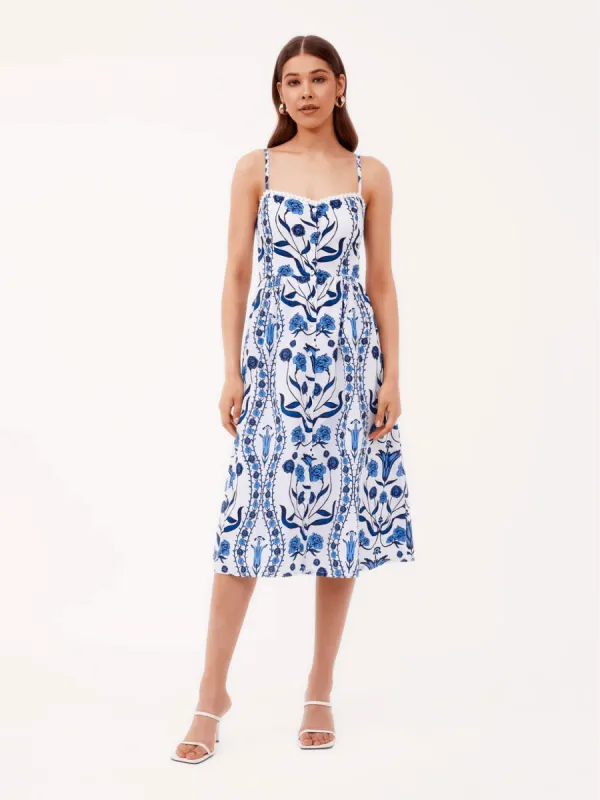 Louise Dress in Pienza Blue sold by Beau & Ro