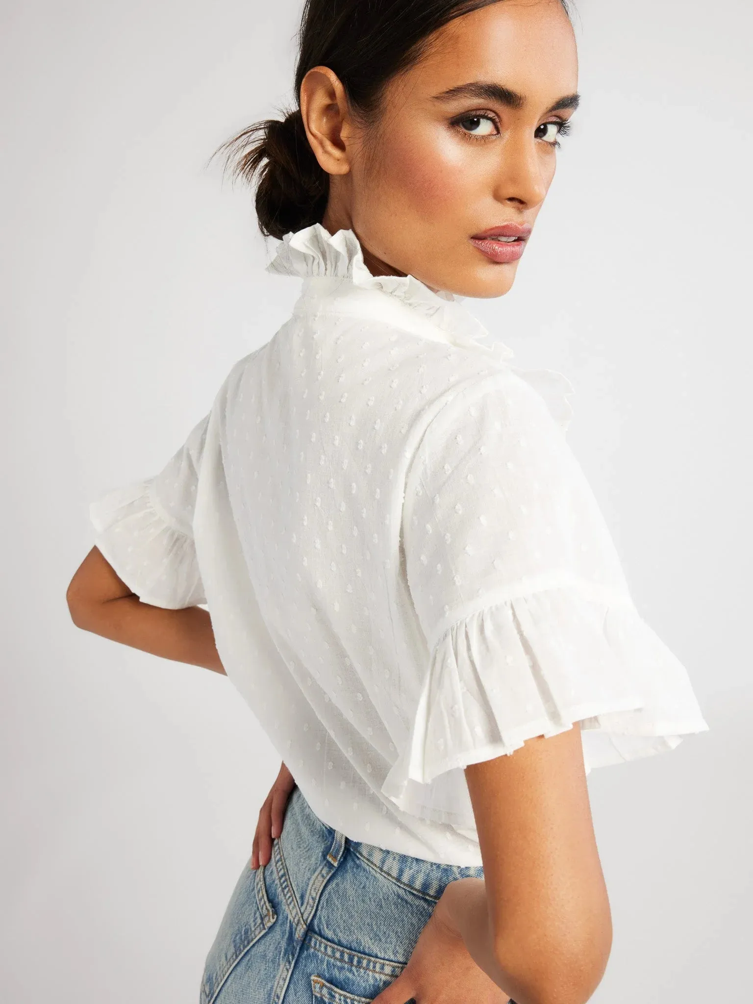 Vanessa Top in Swiss Pearl Dot sold by Beau & Ro product image thumbnail 3