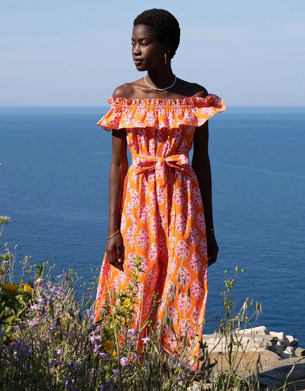 Tallulah Dress in Tangerine Buta sold by Beau & Ro product image thumbnail 3