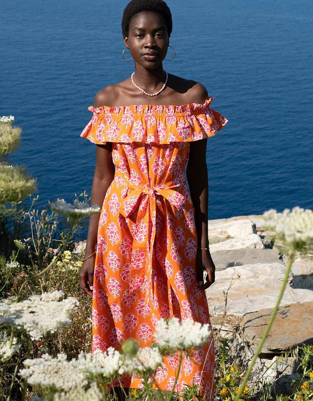 Tallulah Dress in Tangerine Buta sold by Beau & Ro product image thumbnail 2