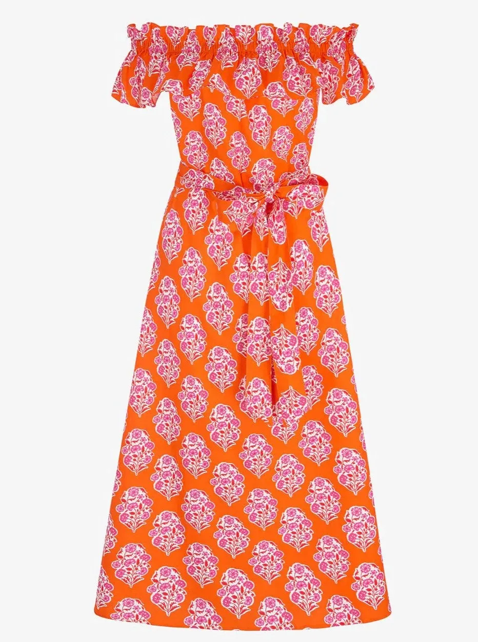 Tallulah Dress in Tangerine Buta sold by Beau & Ro product image thumbnail 4