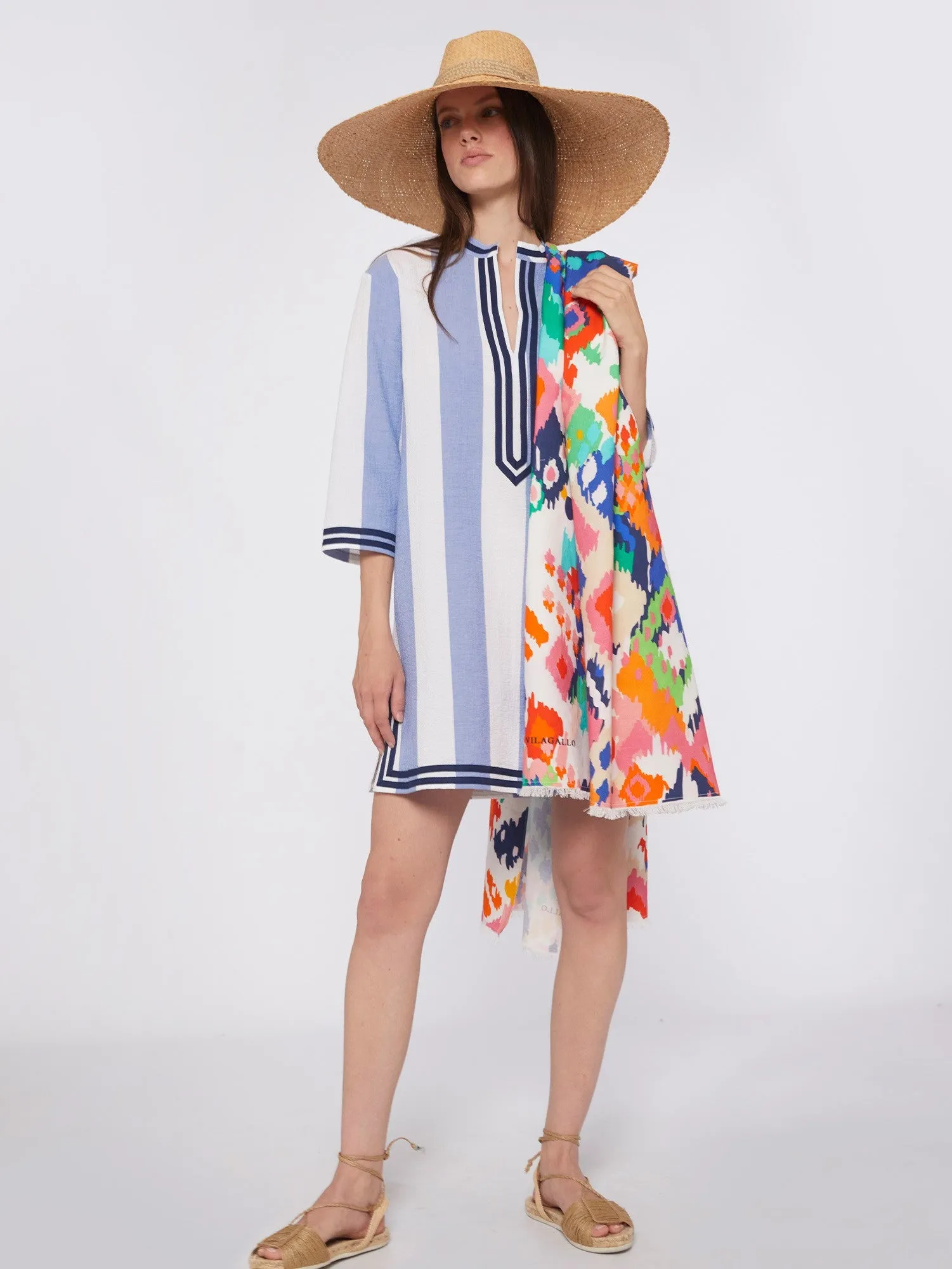 Diletta Kaftan in Embroidered Capri Stripe sold by Beau & Ro product image thumbnail 3