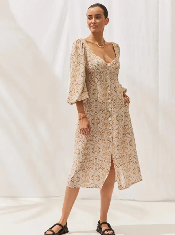 The Fleur Dress in Luzianes Floral sold by Beau & Ro