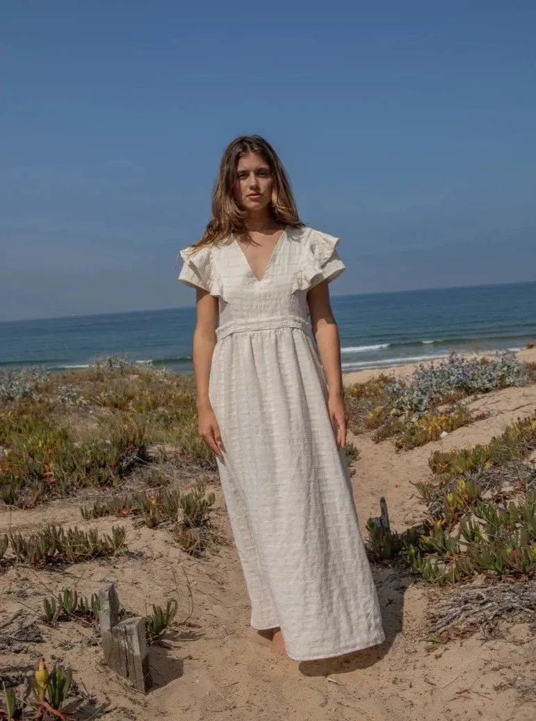 Manon Dress in Off White sold by Beau & Ro