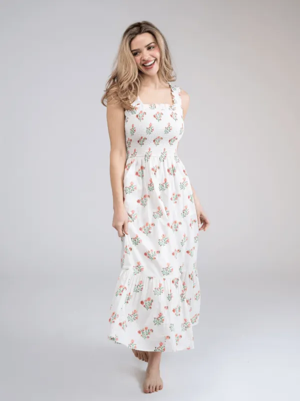 The Page Midi Dress | Pink Floral sold by Beau & Ro