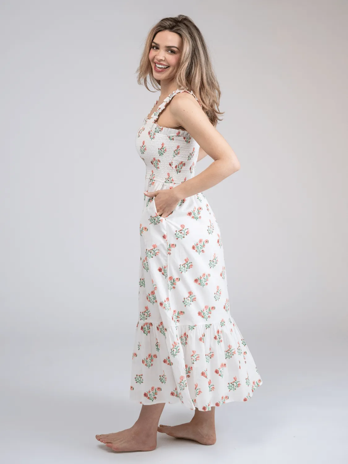 The Page Midi Dress | Pink Floral sold by Beau & Ro product image thumbnail 3