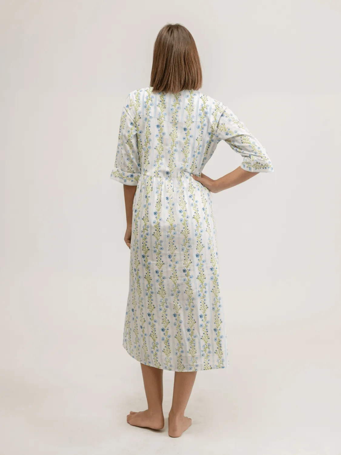 The Valerie Dress | Blue Floral Stripe sold by Beau & Ro product image thumbnail 4