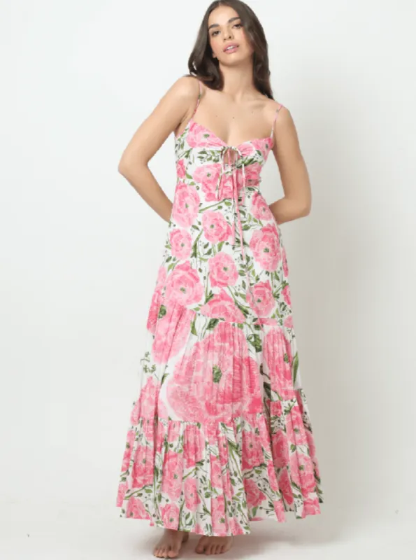 Martina Dress in White Peonies made by Beau & Ro