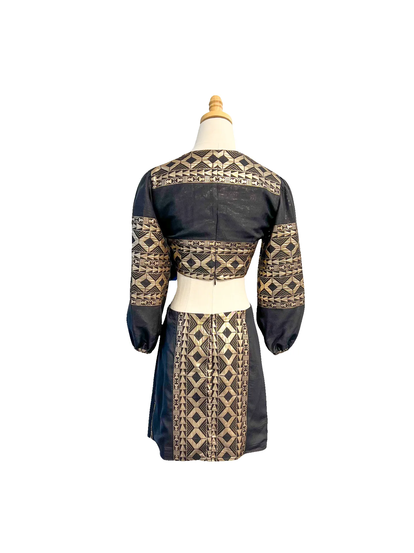 Black & Gold Open Back Cutout Mini Dress sold by Beau & Ro product image thumbnail 2