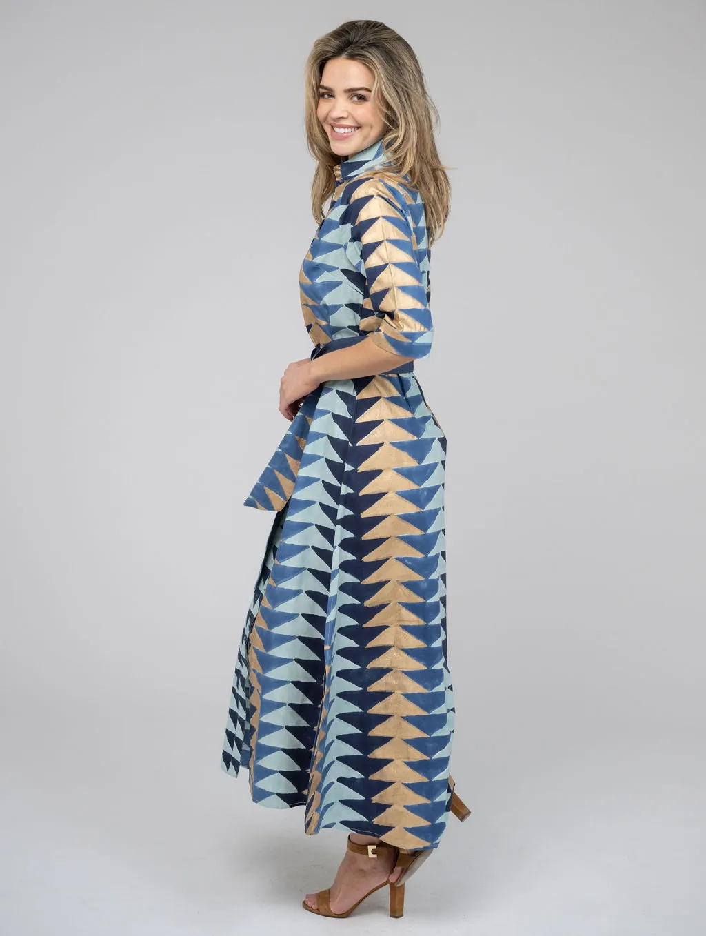 The Eloise Dress | Blue & Gold Bagru Triangle sold by Beau & Ro product image thumbnail 5