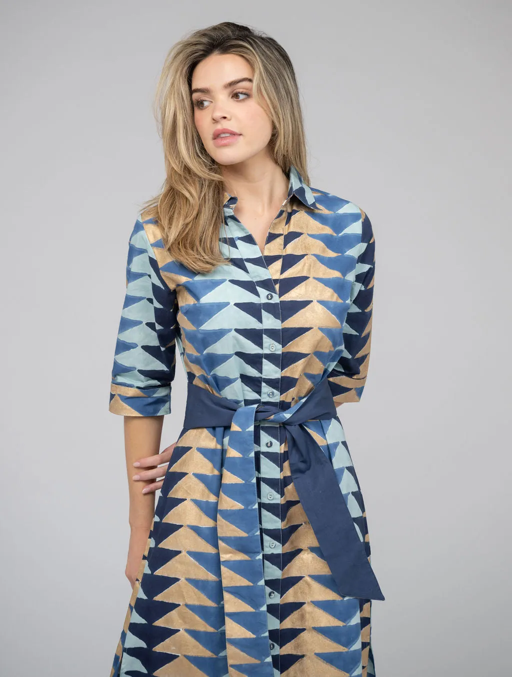 The Eloise Dress | Blue & Gold Bagru Triangle sold by Beau & Ro product image thumbnail 4