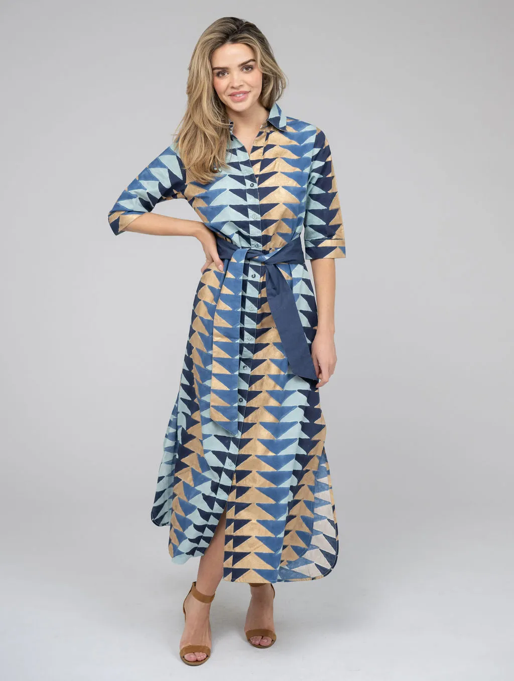 The Eloise Dress | Blue & Gold Bagru Triangle sold by Beau & Ro product image thumbnail 3