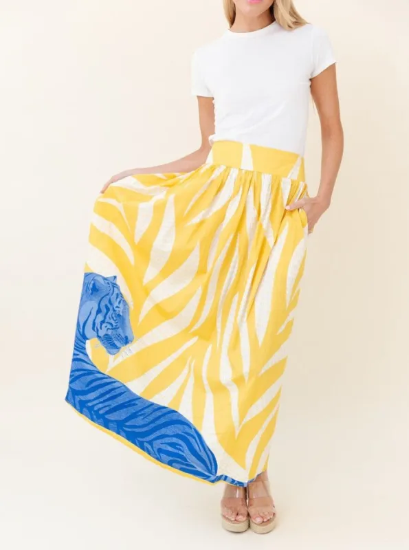 Lilian Skirt in Limoncello Tigress sold by Beau & Ro