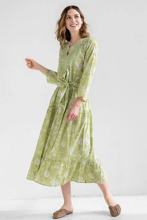 Nancie Cotton Dress in Green sold by Beau & Ro product image thumbnail 4