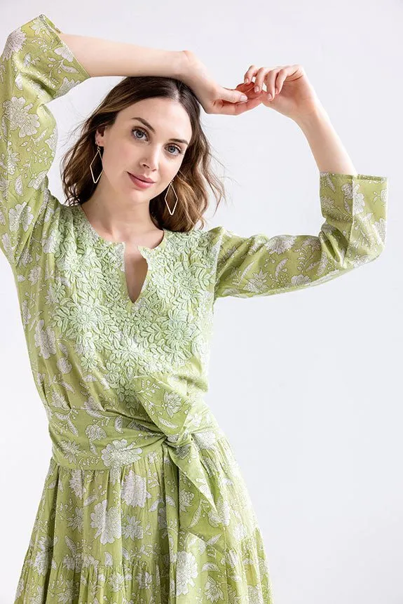 Nancie Cotton Dress in Green sold by Beau & Ro product image thumbnail 3
