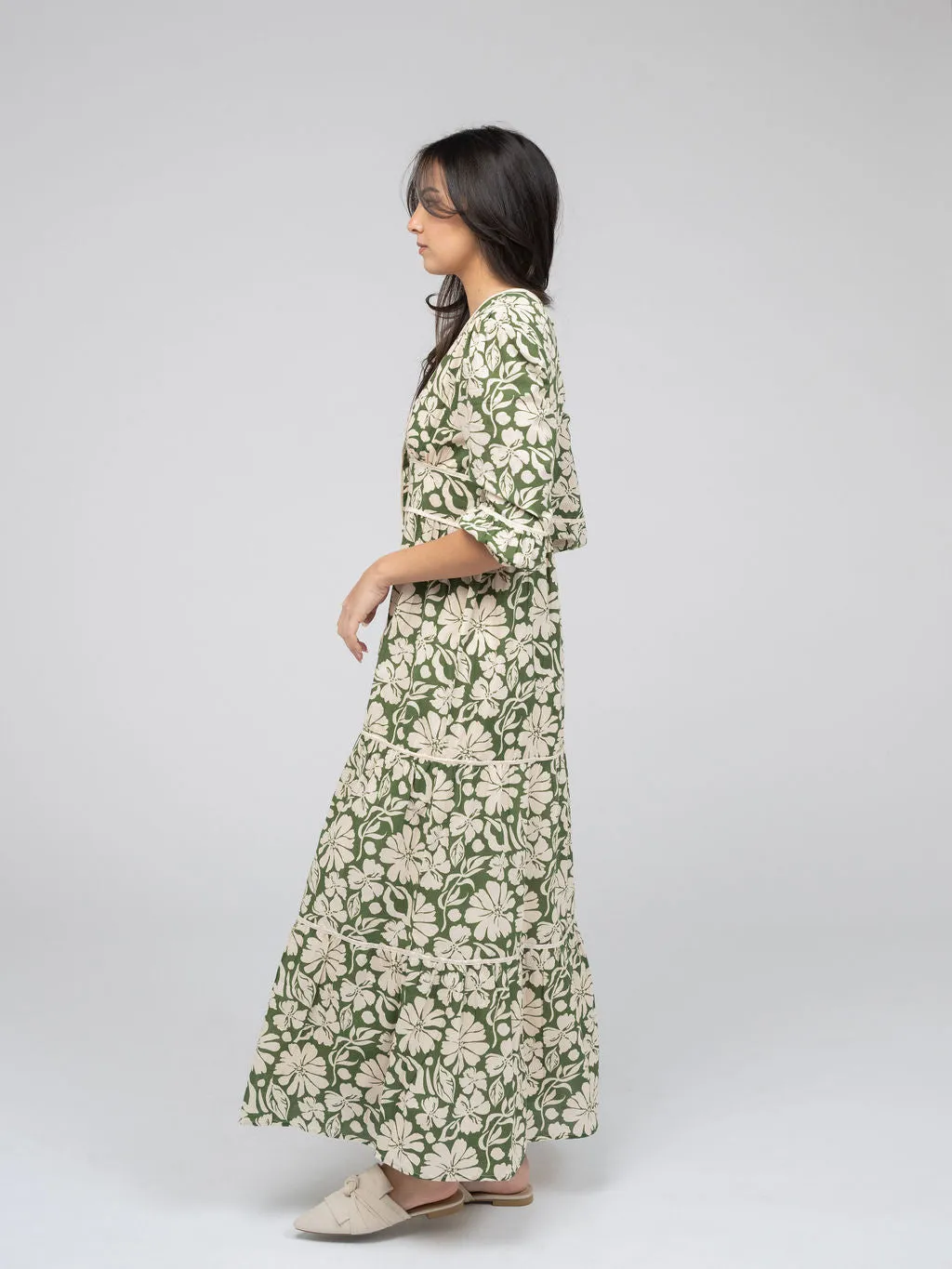 The Anna Dress | Green Flower Power sold by Beau & Ro product image thumbnail 4