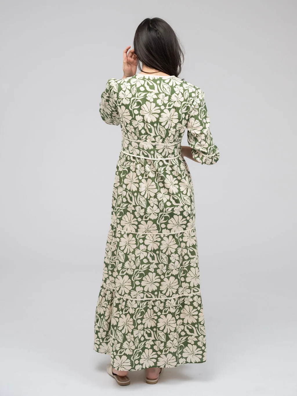 The Anna Dress | Green Flower Power sold by Beau & Ro product image thumbnail 5