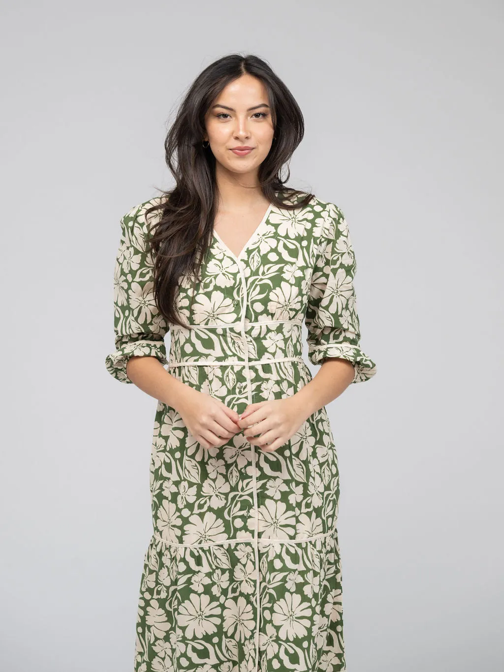 The Anna Dress | Green Flower Power sold by Beau & Ro product image thumbnail 3