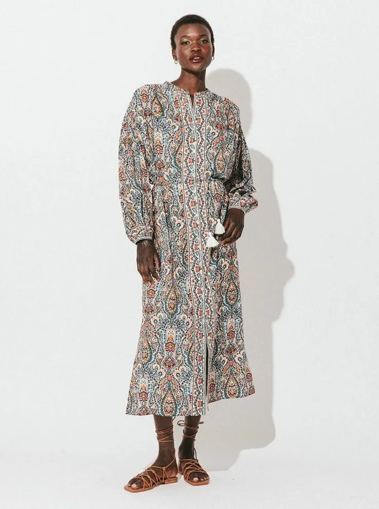Aida Printed Midi Dress in Meadow sold by Beau & Ro