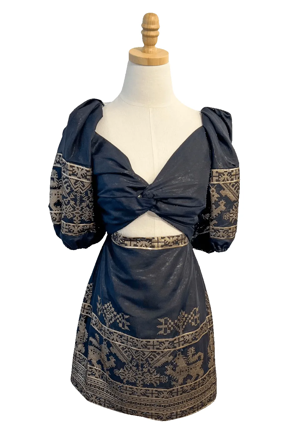 Black & Gold Cutout Mini Dress sold by Beau & Ro