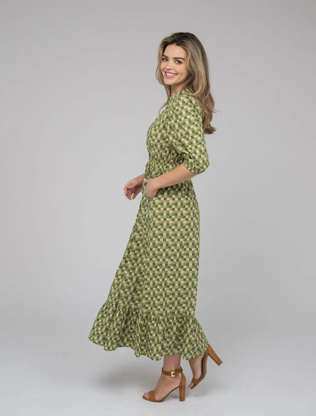 The Lily Midi Dress | Green Blocks sold by Beau & Ro product image thumbnail 3