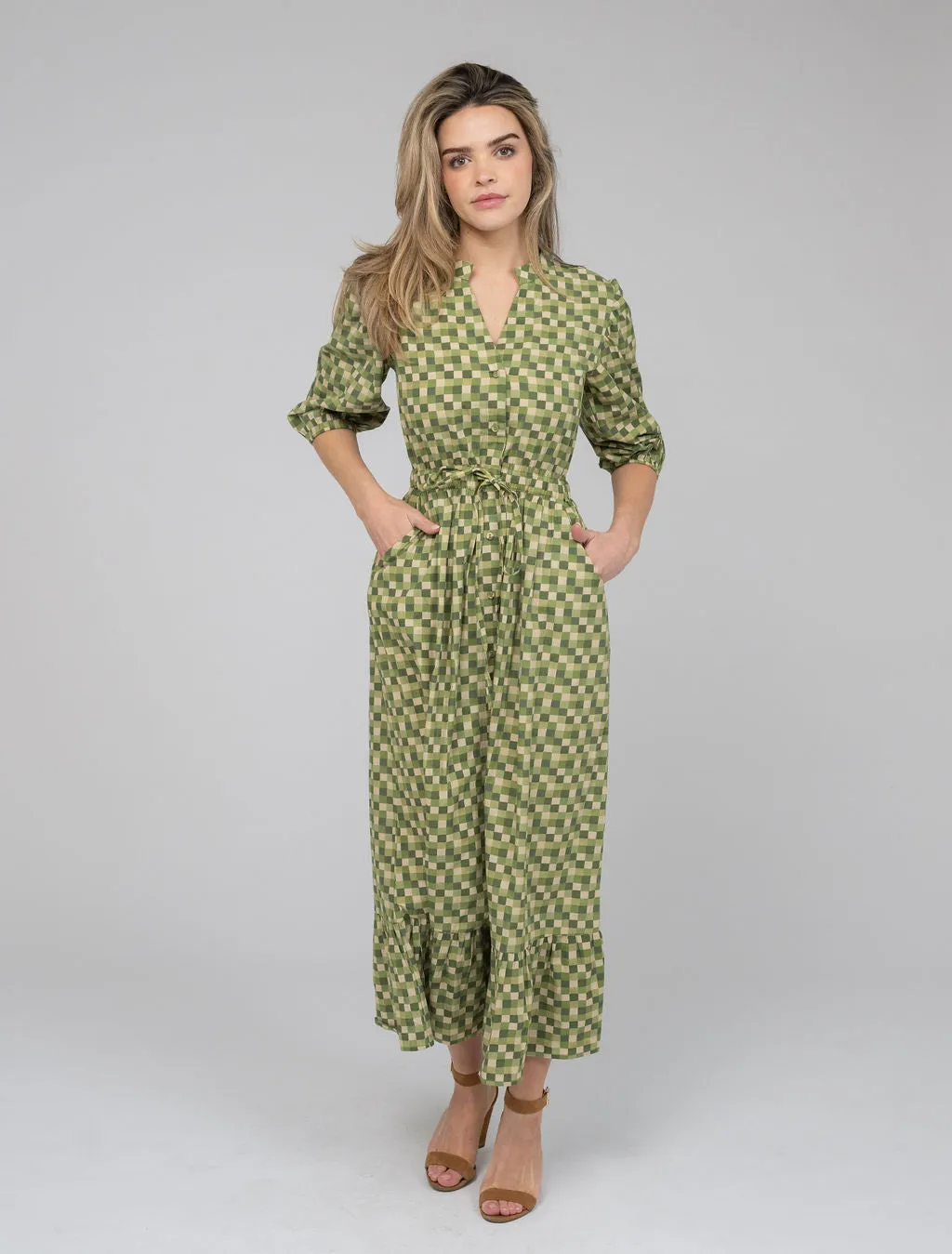The Lily Midi Dress | Green Blocks sold by Beau & Ro