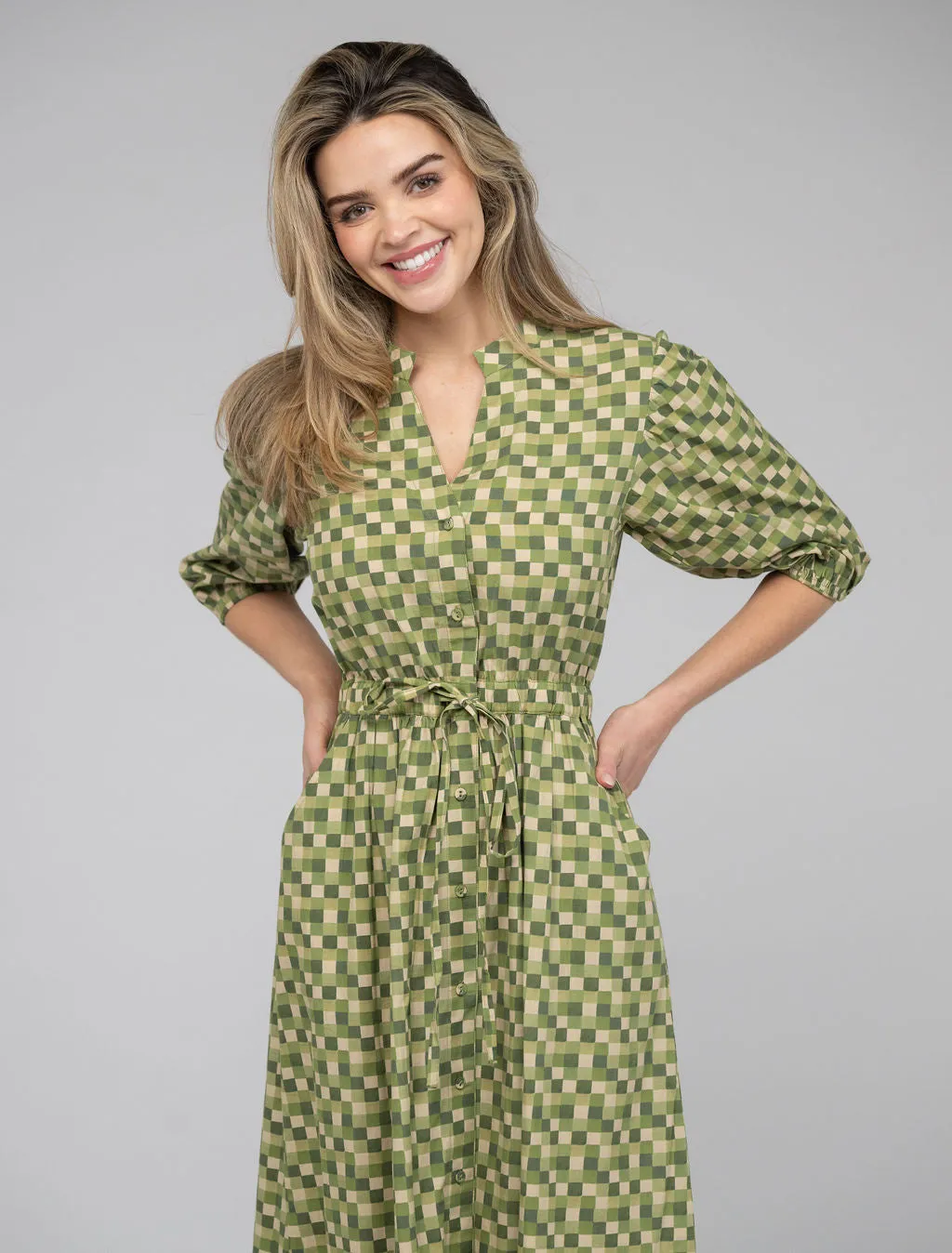 The Lily Midi Dress | Green Blocks sold by Beau & Ro product image thumbnail 2