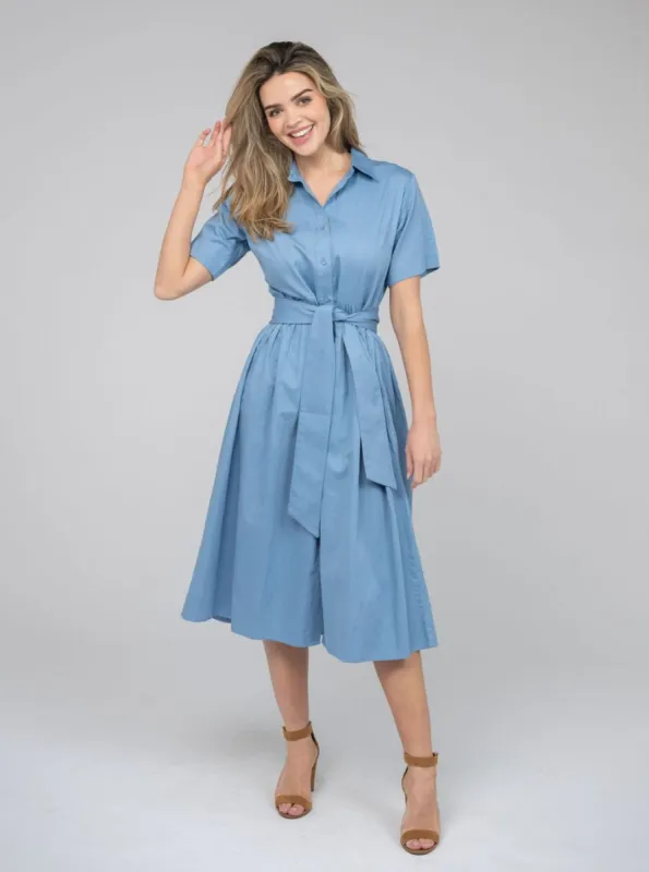 The Elle Midi Dress | Lake Blue sold by Beau & Ro