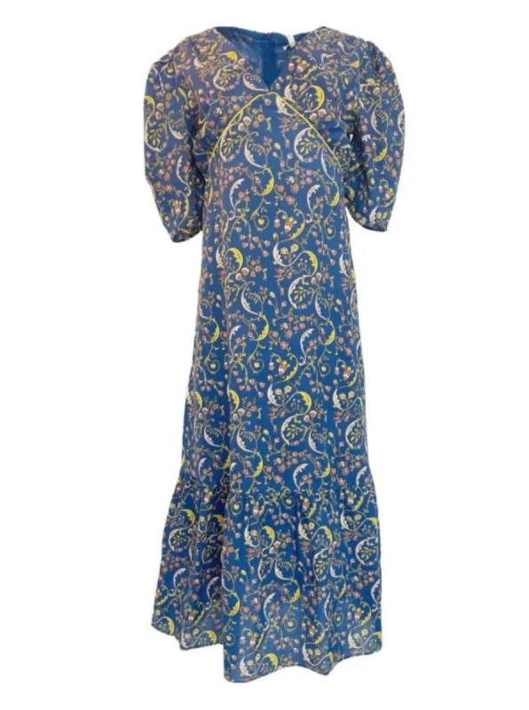 Brielle Midi Dress in Royal Yellow Paisley sold by Beau & Ro