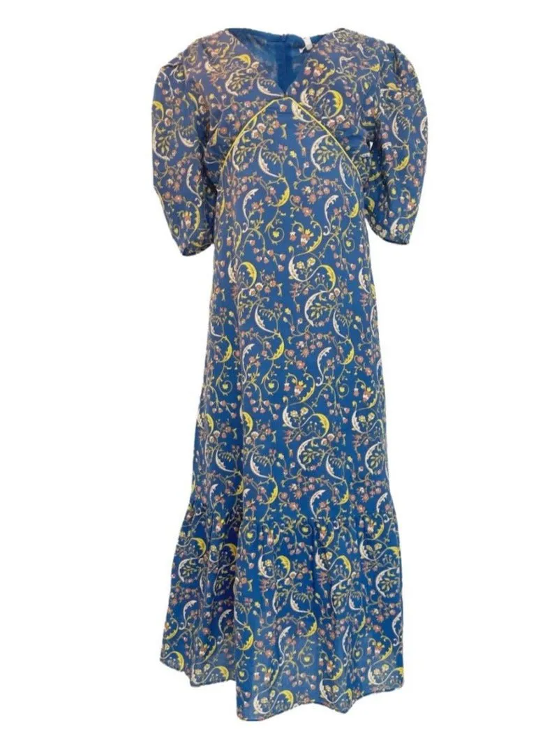 Brielle Midi Dress in Royal Yellow Paisley sold by Beau & Ro