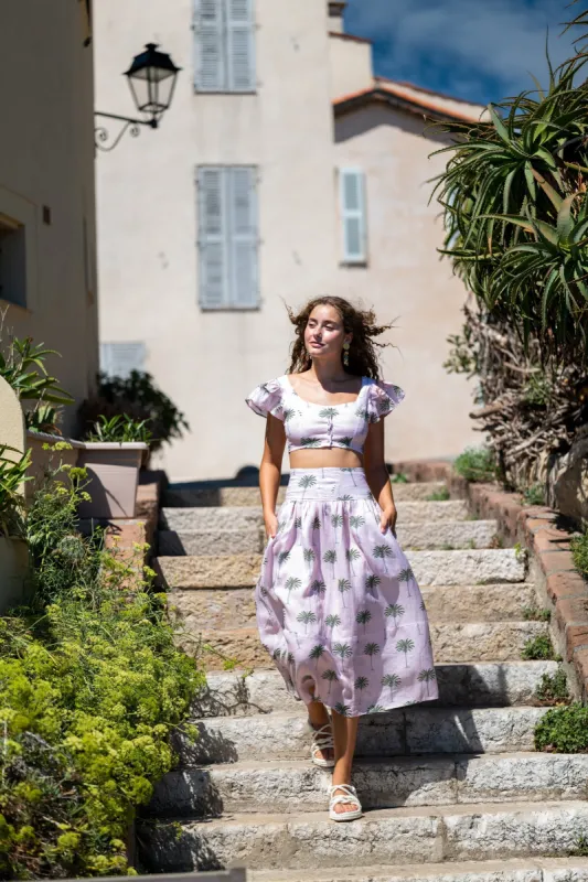 Le Palmier Maxi Skirt in Palm Tree sold by Beau & Ro