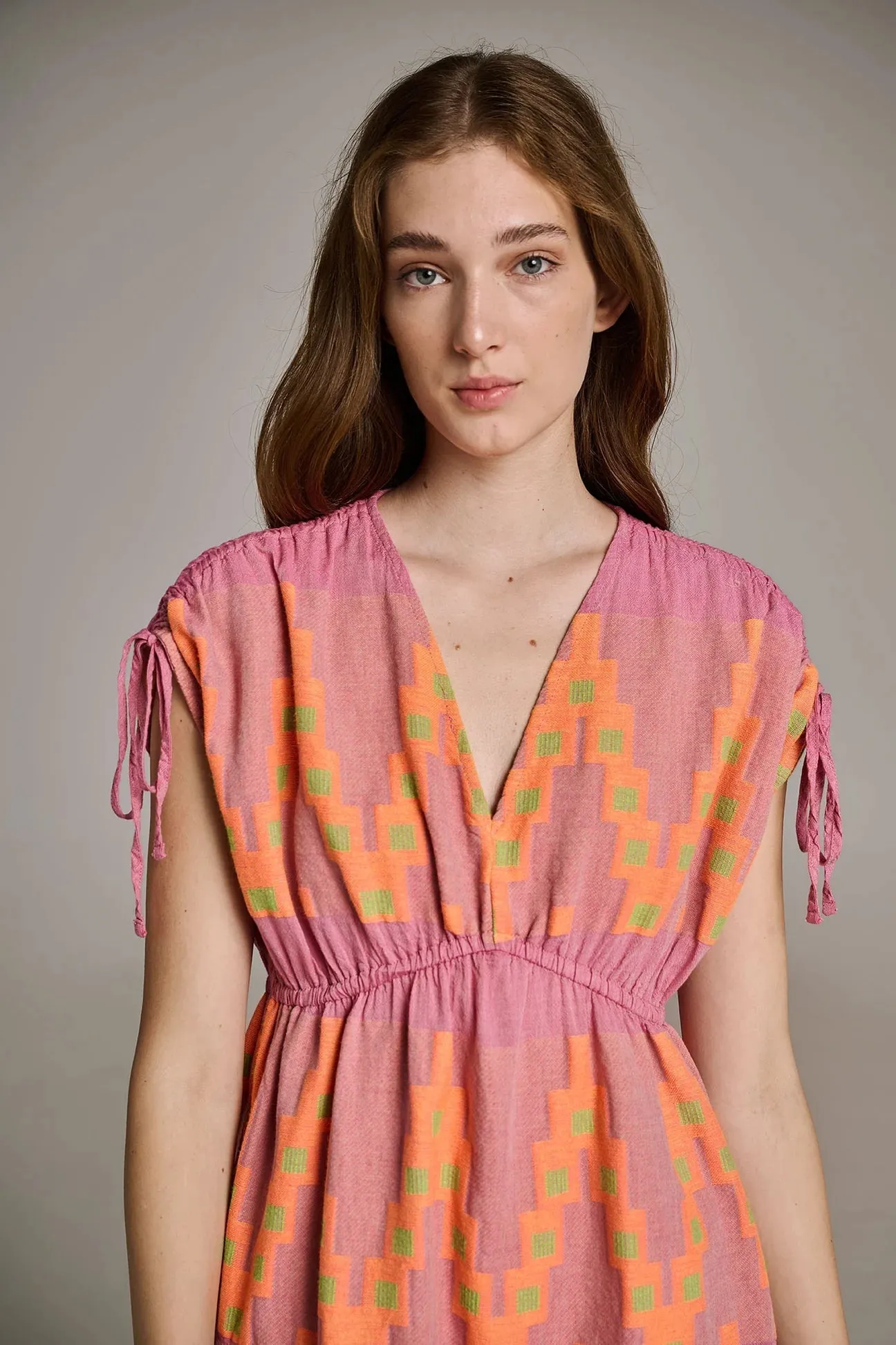 Topazio Dress in Pink & Orange sold by Beau & Ro product image thumbnail 4