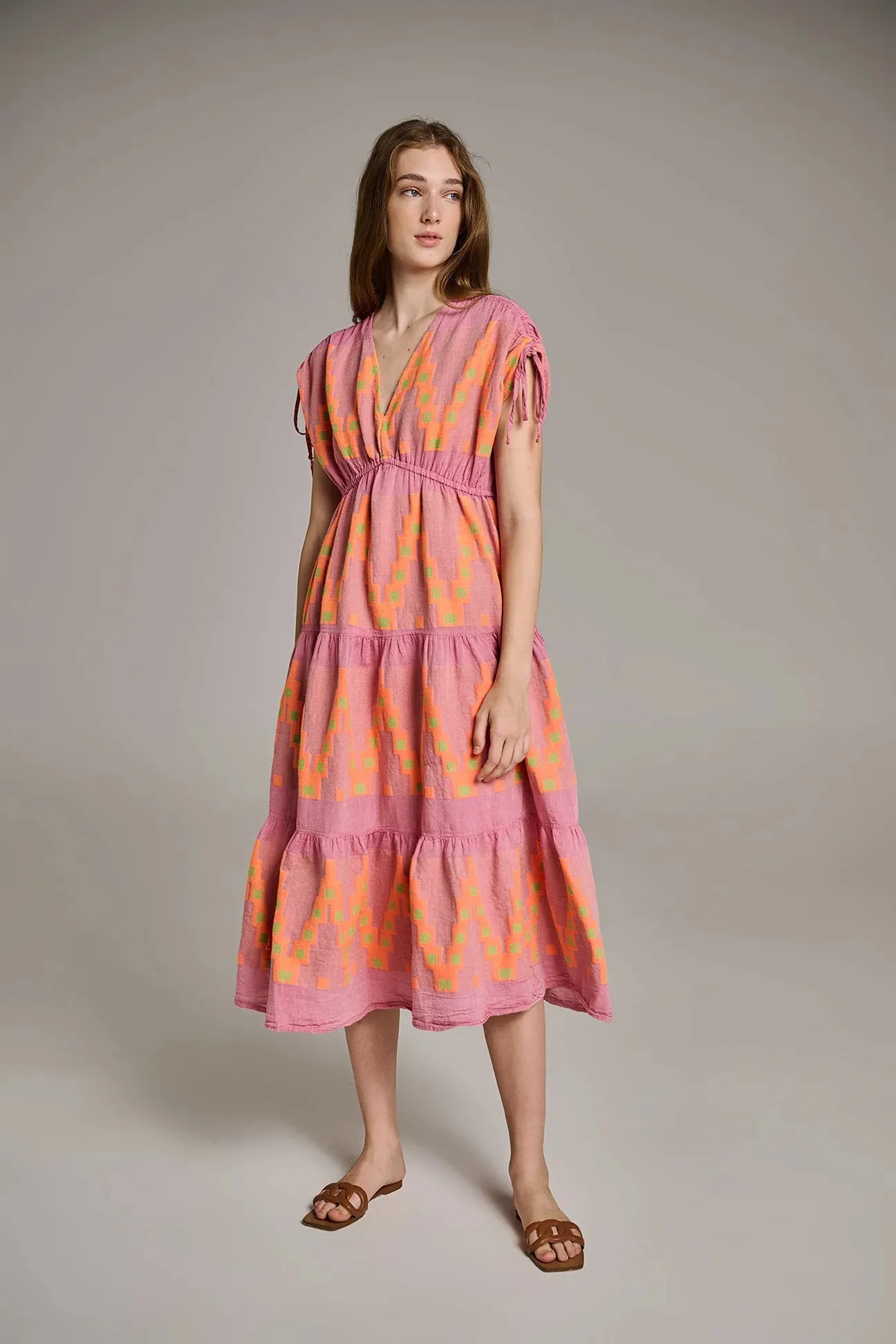 Topazio Dress in Pink & Orange sold by Beau & Ro product image thumbnail 2