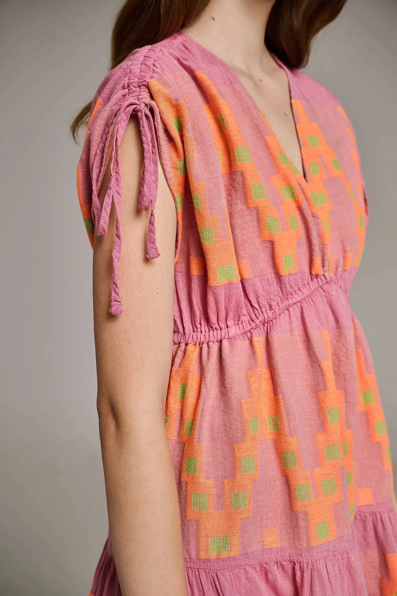 Topazio Dress in Pink & Orange sold by Beau & Ro product image thumbnail 5