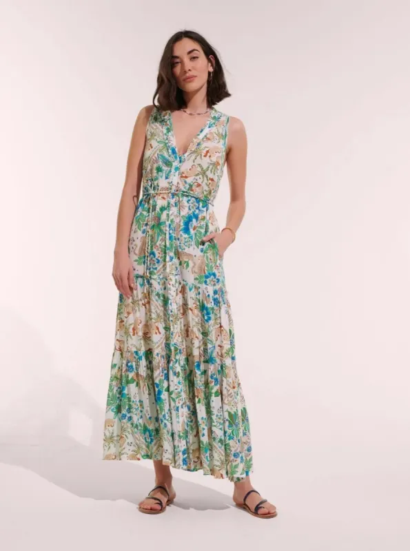 Nana Dress in Blue Leo Foulard sold by Beau & Ro