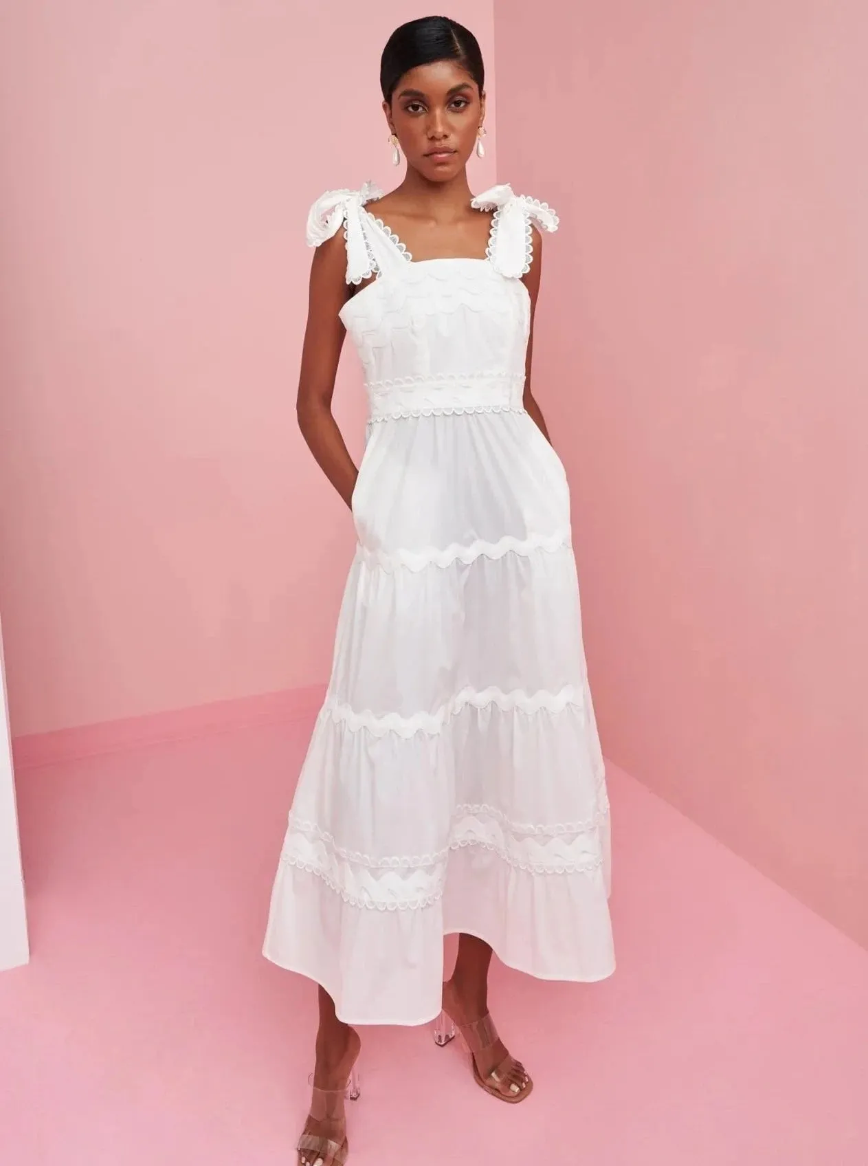 Jade Dress in White sold by Beau & Ro