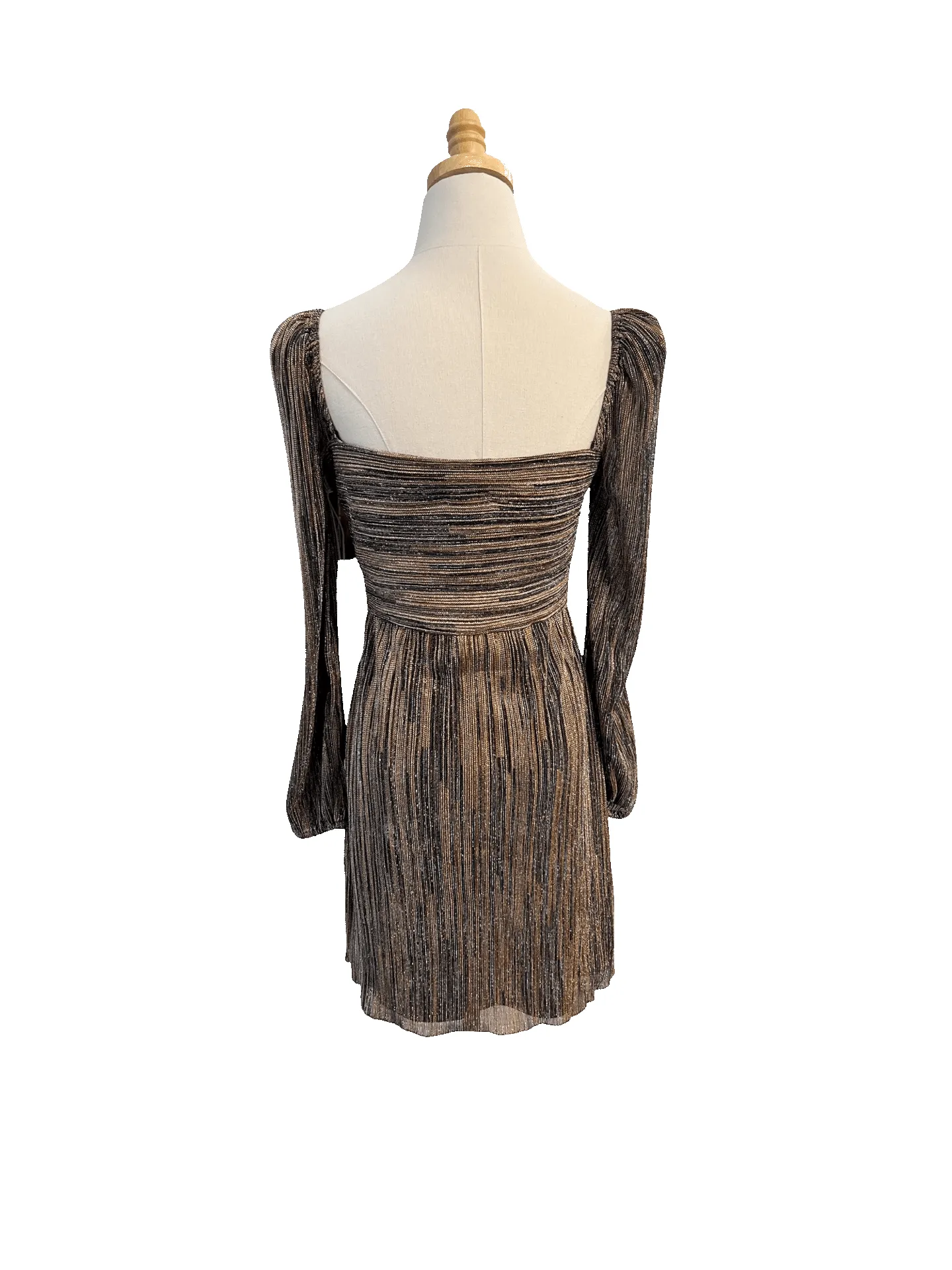 Botanica Mini Dress in Black Metallic Pleat sold by Beau & Ro product image thumbnail 3