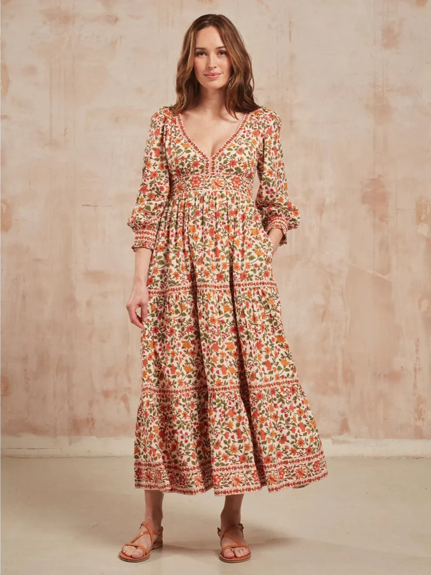 pink city prints cedar jaal riley dress Alicia Dress in Maple Jaal